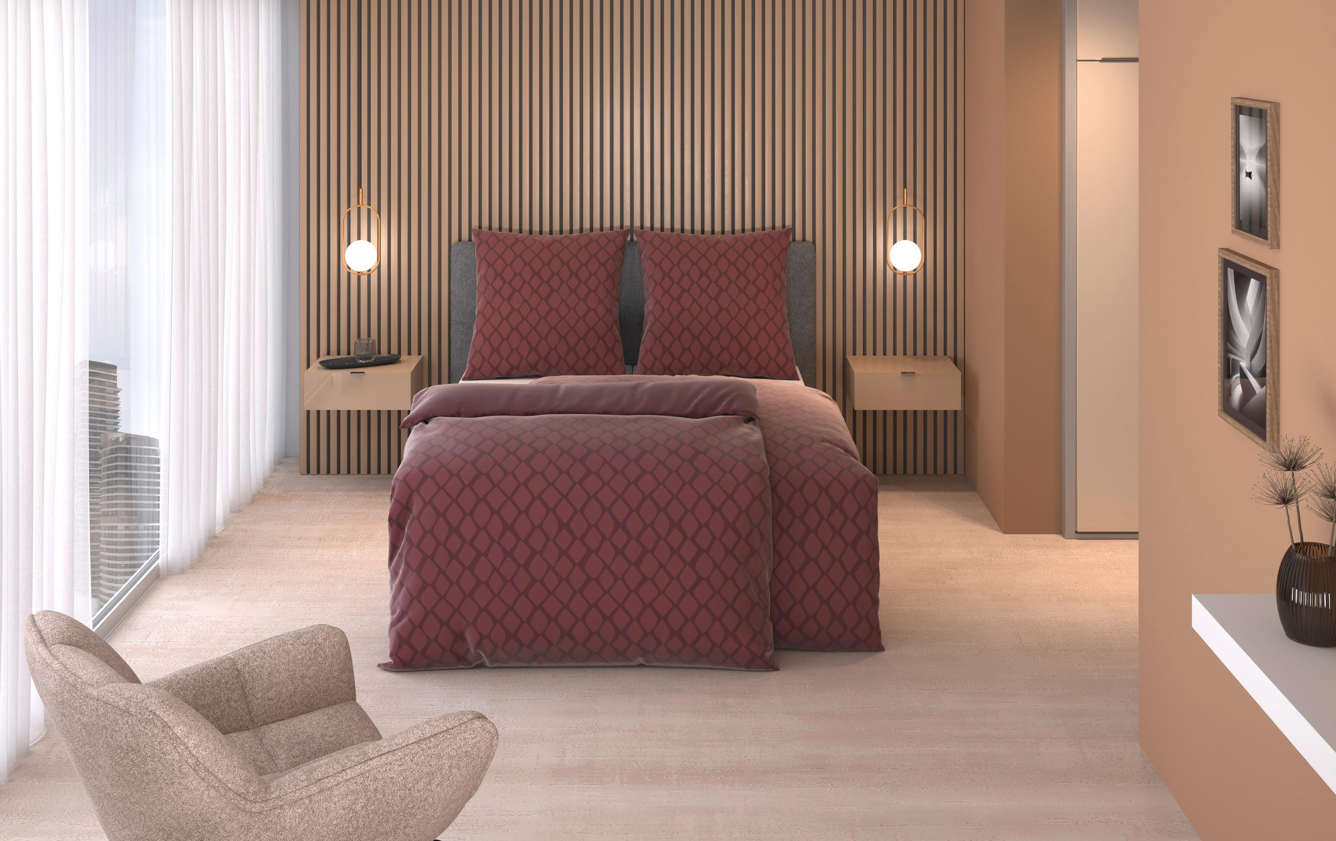 WENDEBETTWÄSCHE STRIPES DK Satin 135/200 cm  - Kirschrot, Design, Textil (135/200cm) - Dieter Knoll