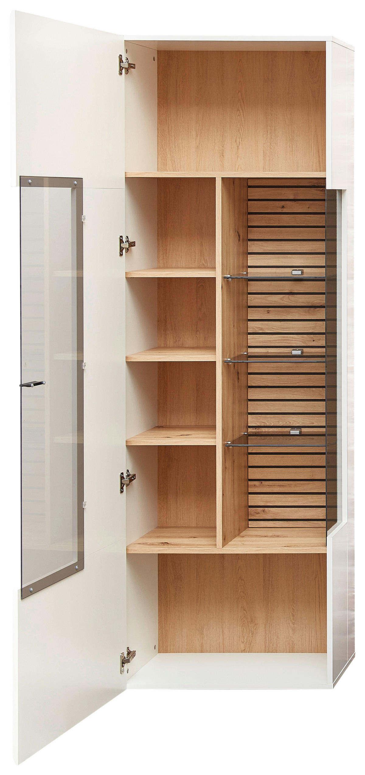 WOHNWAND  in Weiss, Eiche Artisan 270/201/47 cm  - Weiss/Anthrazit, Design, Glas/Holzwerkstoff (270/201/47cm) - Stylife