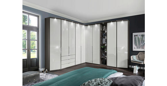 ECKKLEIDERSCHRANK 157/236/157 cm - Schieferfarben/Graubraun, KONVENTIONELL, Glas/Holzwerkstoff (157/236/157cm) - Dieter Knoll