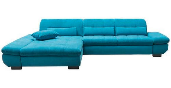 ECKSOFA in Mikrofaser Türkis  - Türkis/Schwarz, Design, Textil/Metall (204/341cm) - Xora