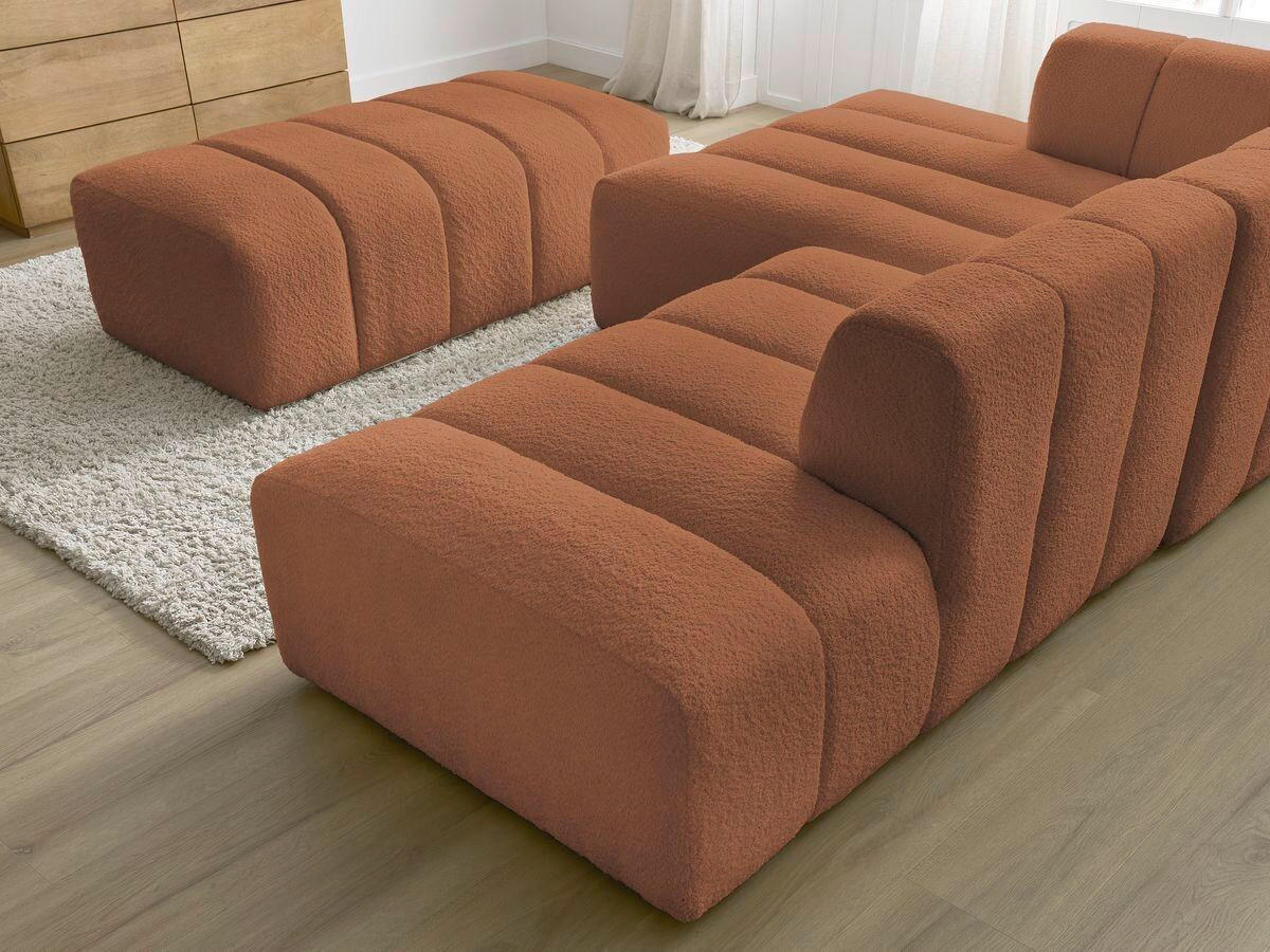 ECKSOFA  ANNECY Orange Bouclé  - Schwarz/Orange, MODERN, Kunststoff/Textil (170/262cm)