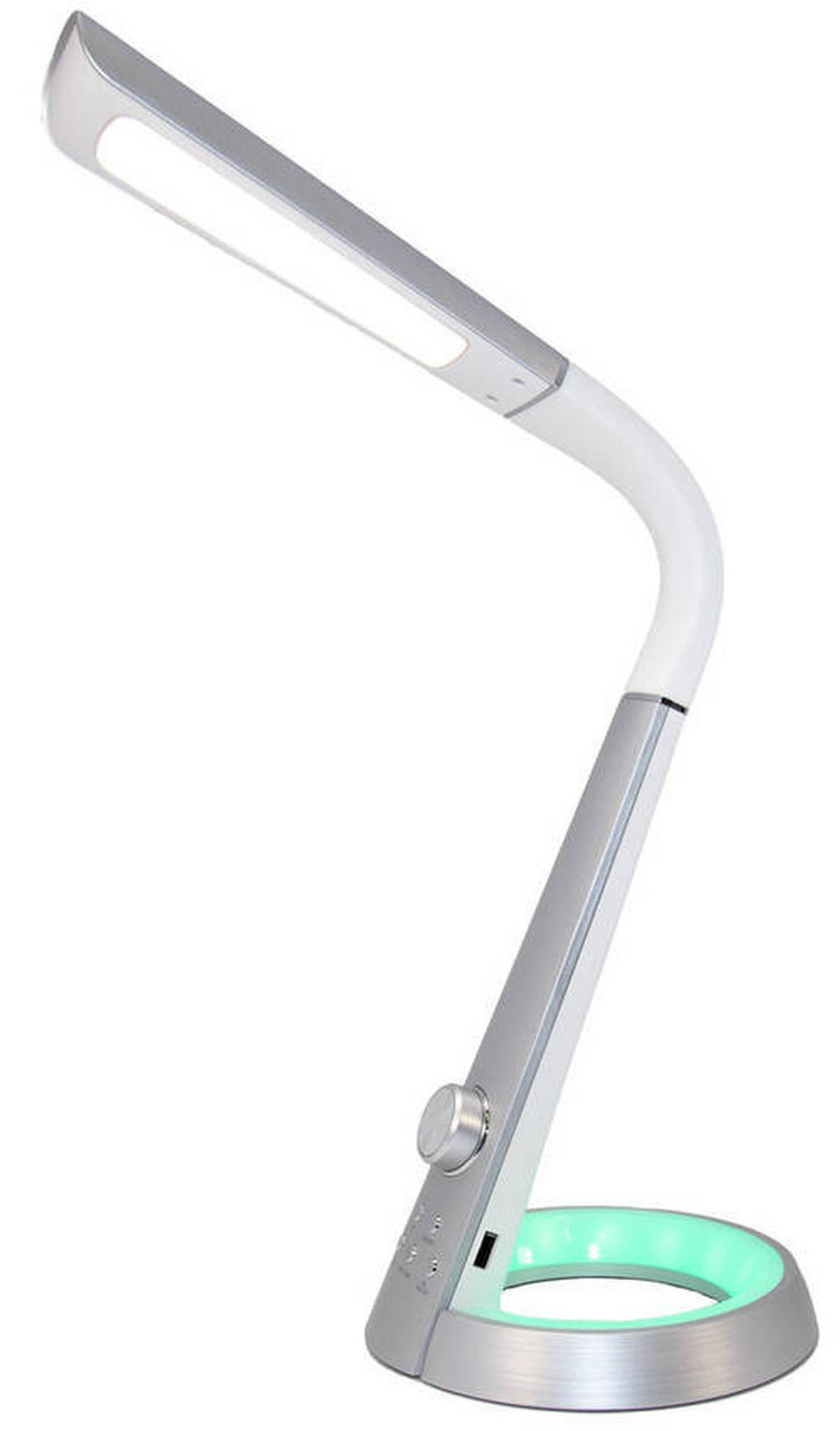 LED-SCHREIBTISCHLEUCHTE - Weiss/Silberfarben, Design, Kunststoff (34,3/18,3/64cm) - Globo