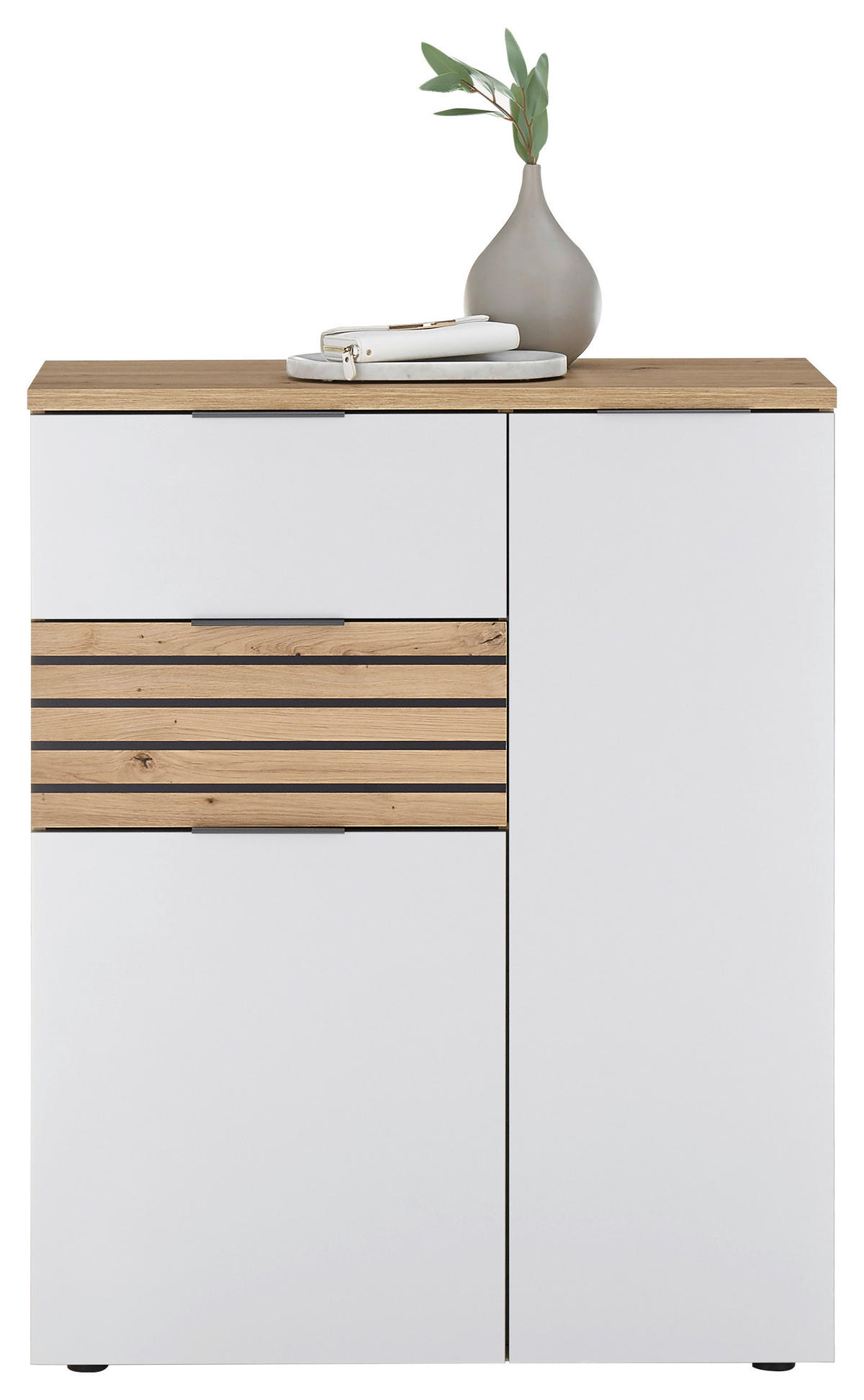COMODĂ 85/105/38 cm  - argintiu/alb, Design, plastic/material pe bază de lemn (85/105/38cm) - MID.YOU