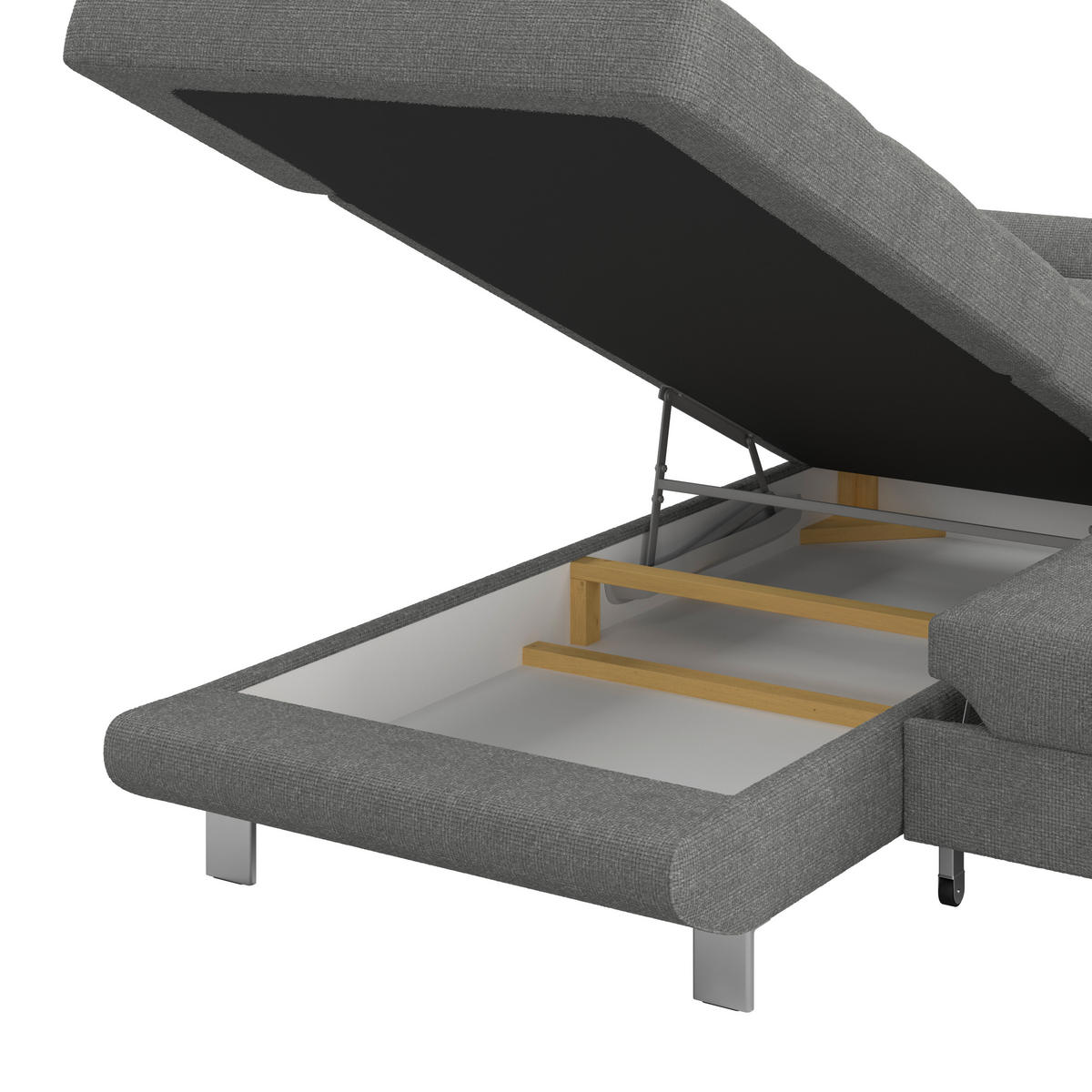 ECKSOFA in Drell Dunkelgrau  - Dunkelgrau, Modern, Textil/Metall (230/270cm) - MID.YOU