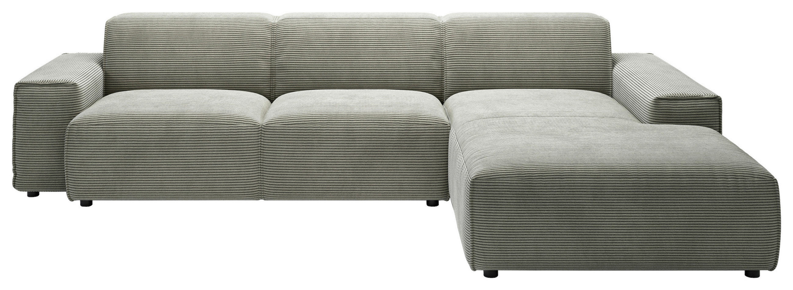 ECKSOFA 9125 Grauweiß Cord  - Grauweiß/Schwarz, Design, Kunststoff/Textil (300/189cm) - Pure Home Lifestyle