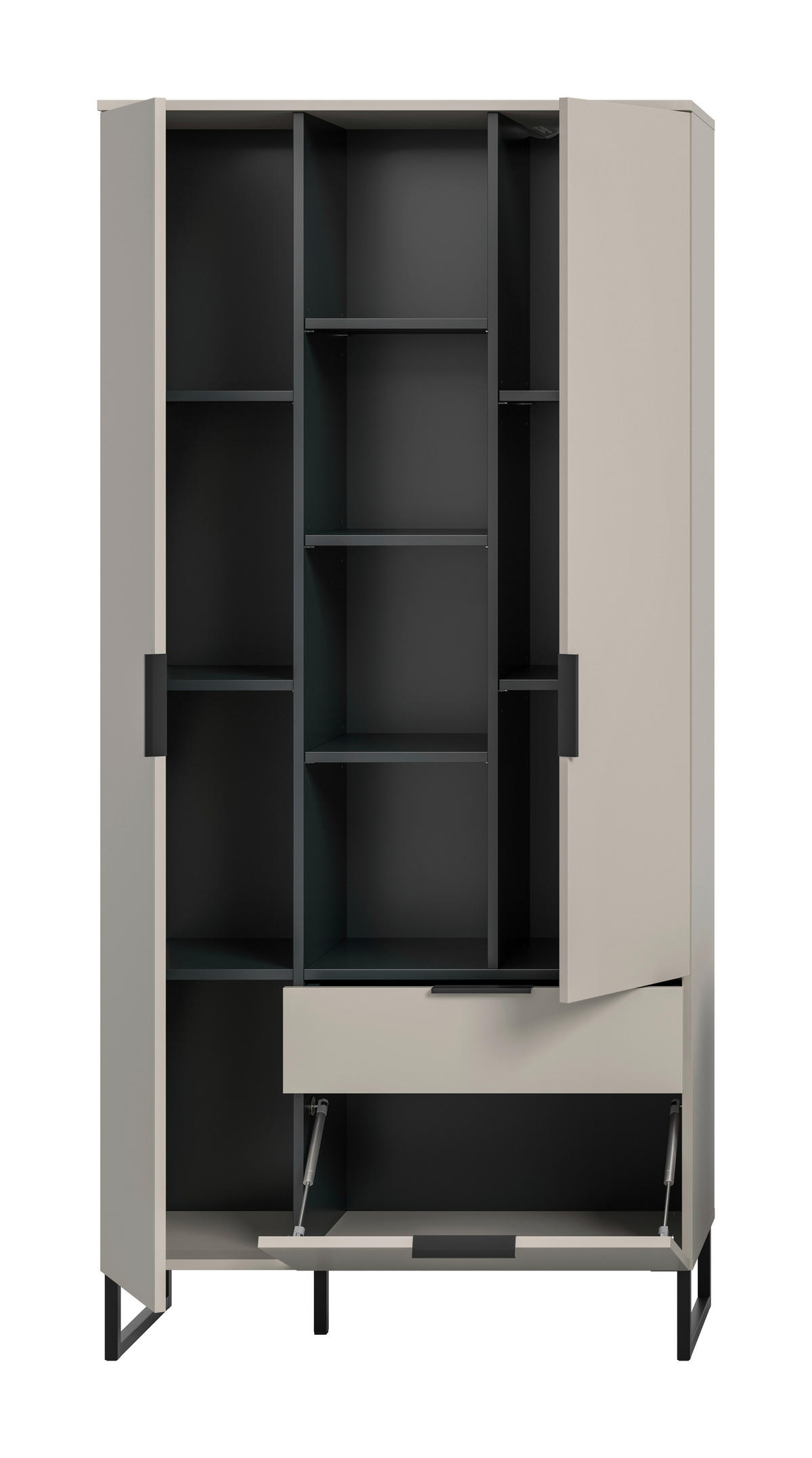 STANDREGAL  90/192/37 cm Kaschmir  - Kaschmir/Schwarz, Design, Holzwerkstoff/Metall (90/192/37cm) - Livetastic