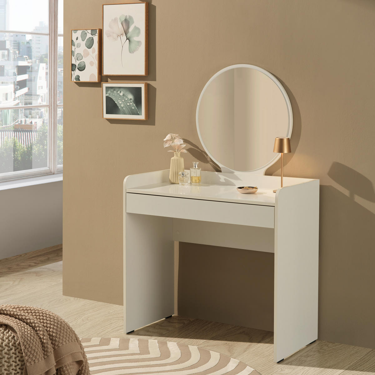 SCHMINKTISCH Weiß  - Weiß, Design, Glas/Holzwerkstoff (90/47/142cm) - Carryhome