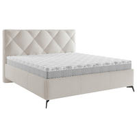 KÁRPITOZOTT ÁGY 140/200 cm  krémszínű  - krémszínű/fekete, Modern, textil/fa (140/200cm) - Boxxx