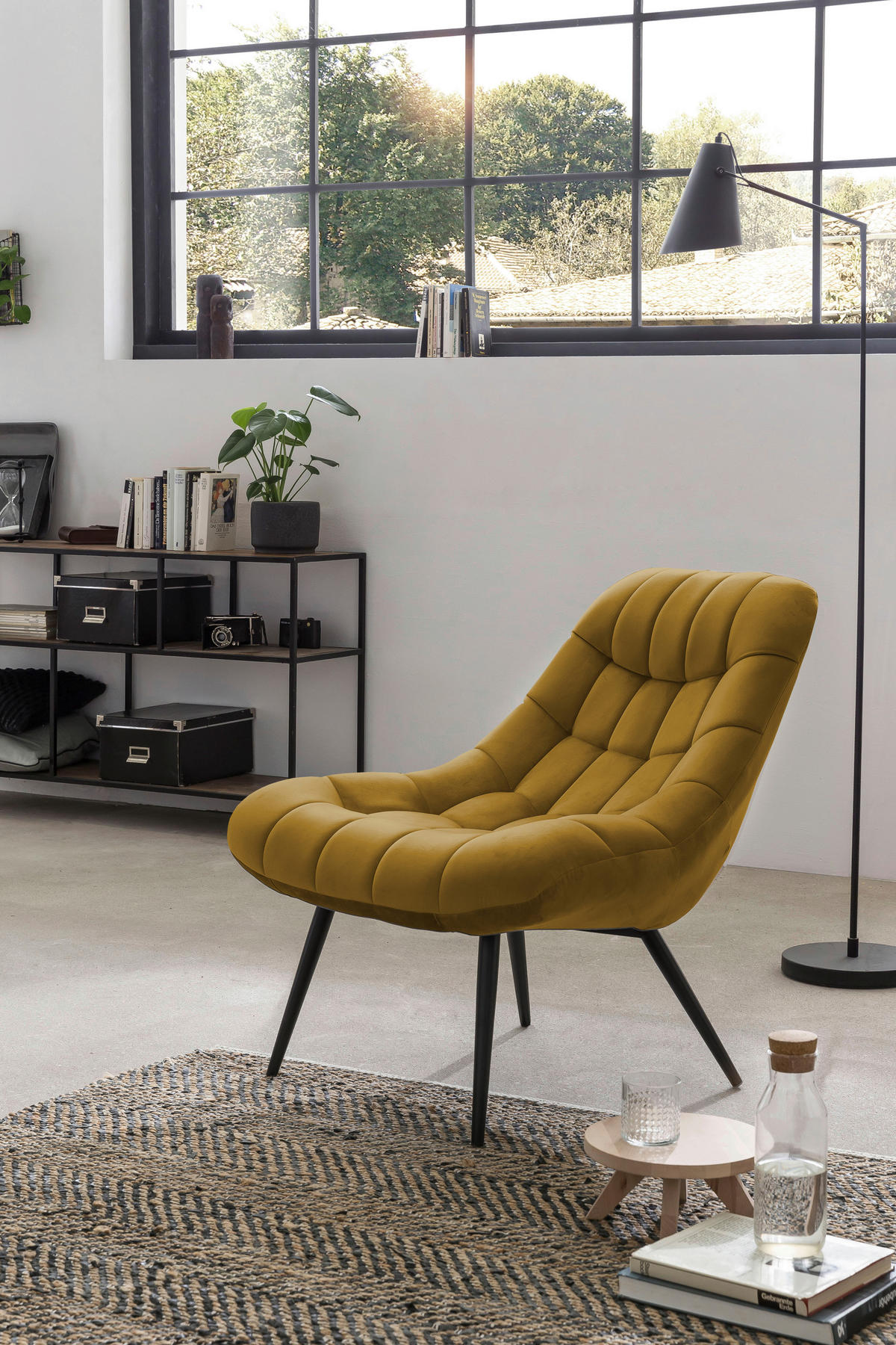 XXL-SESSEL - Gelb/Schwarz, MODERN, Textil/Metall (76/85,6/85,6cm) - Livetastic