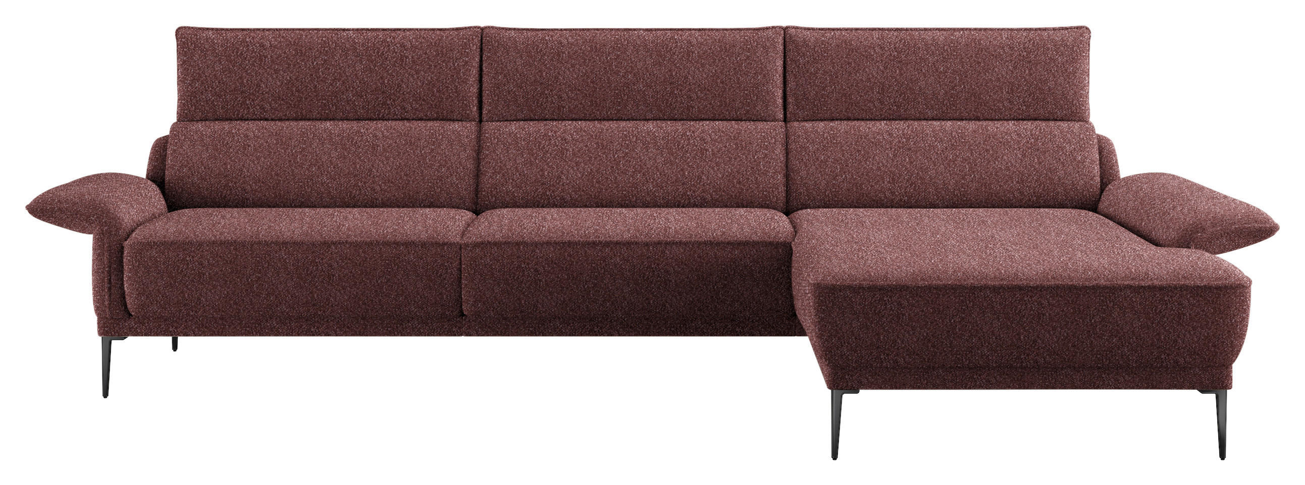 ECKSOFA in Bouclé Bordeaux  330/186 cm  - Bordeaux/Schwarz, Design, Textil/Metall (330/186cm) - Johann Jakob