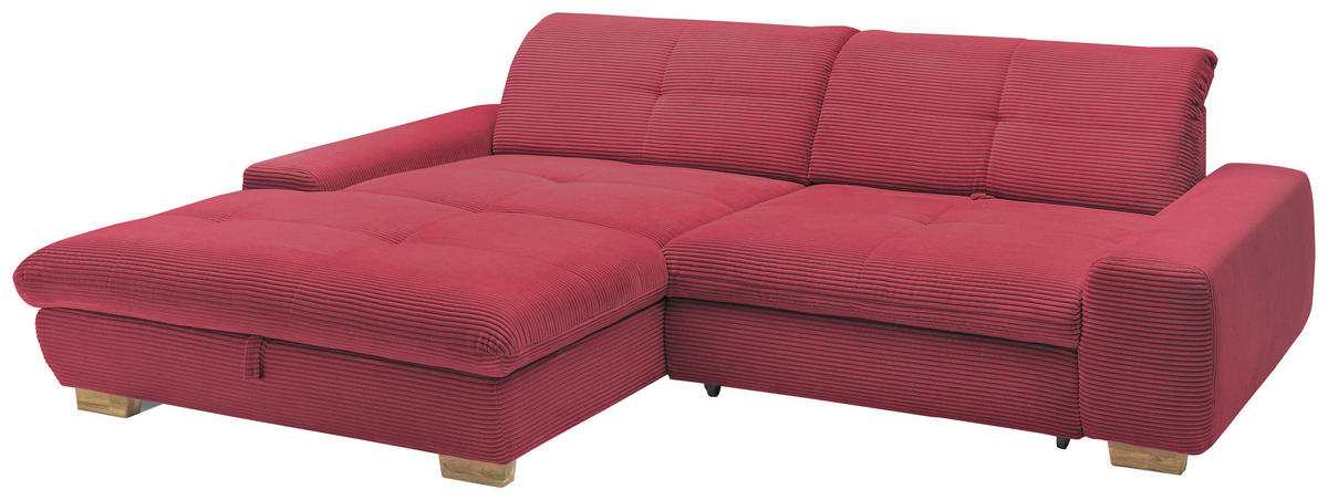 ECKSOFA Beere Cord  - Eichefarben/Beere, Design, Holz/Textil (198/276cm) - SetOne by Musterring