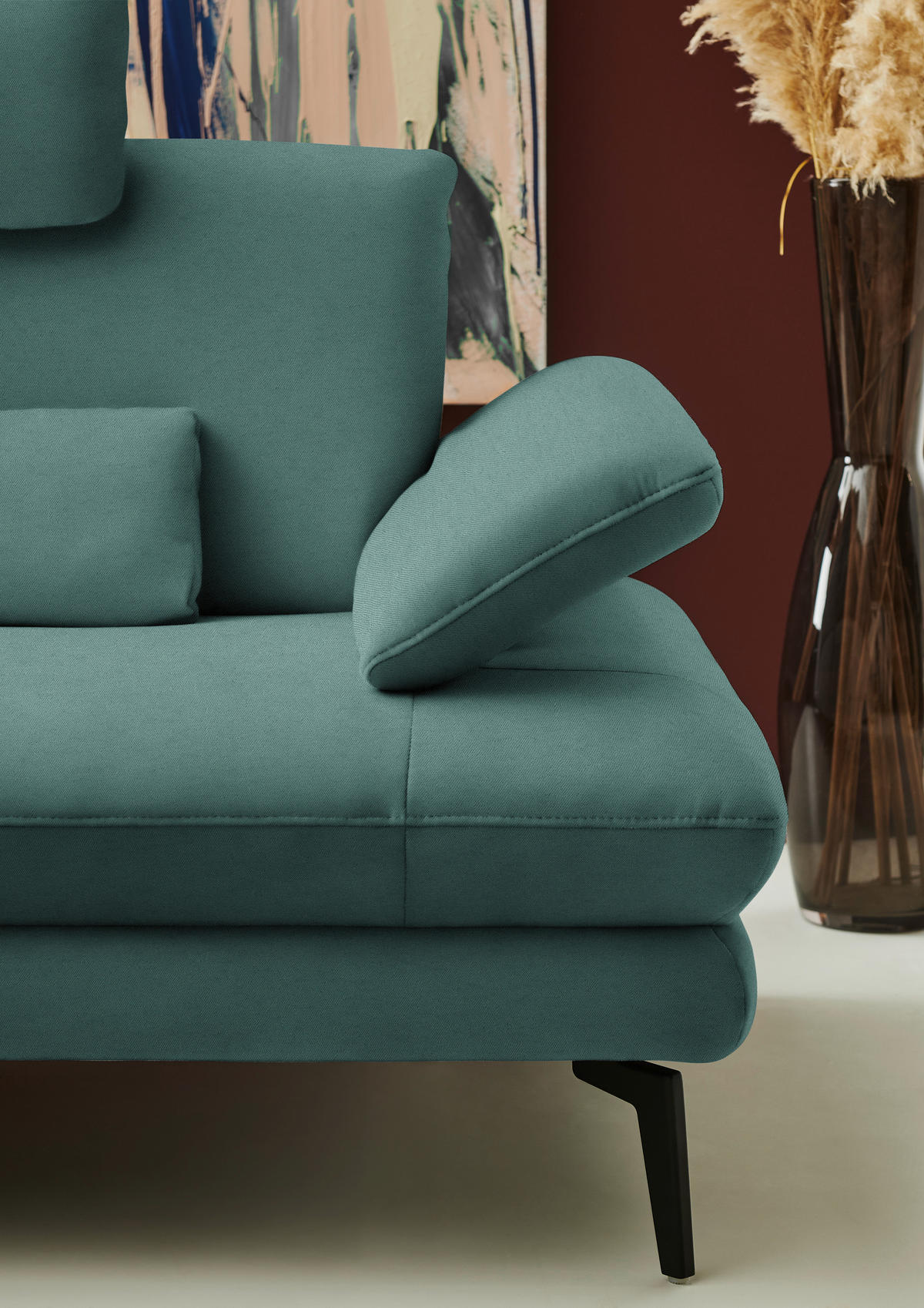 ECKSOFA Chenille, Flachgewebe Opal  - Opal/Schwarz, Design, Textil/Metall (180/284cm) - Dieter Knoll