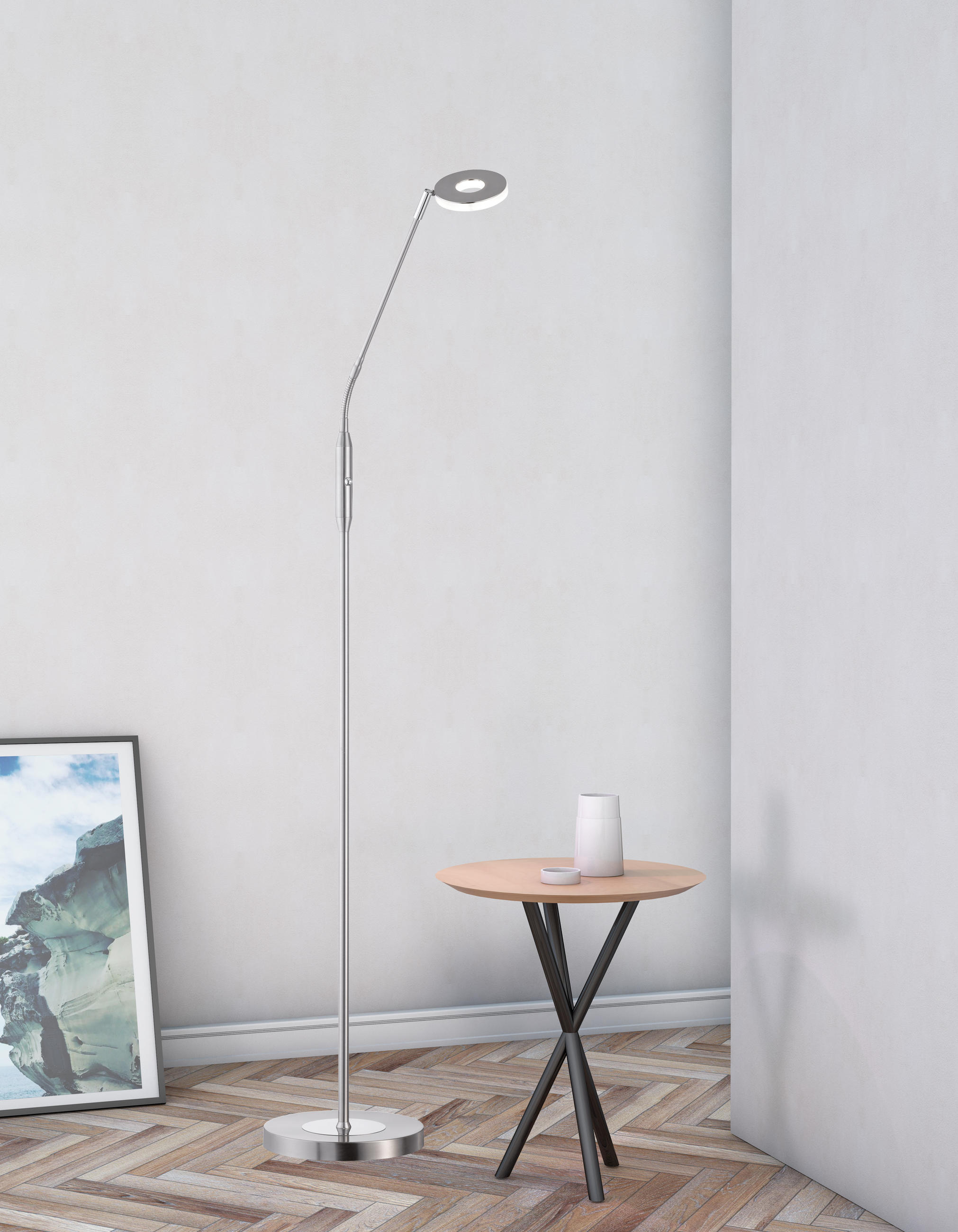 LED-STEHLEUCHTE 23/150 cm    - Chromfarben/Nickelfarben, Design, Glas/Metall (23/150cm) - Fischer & Honsel