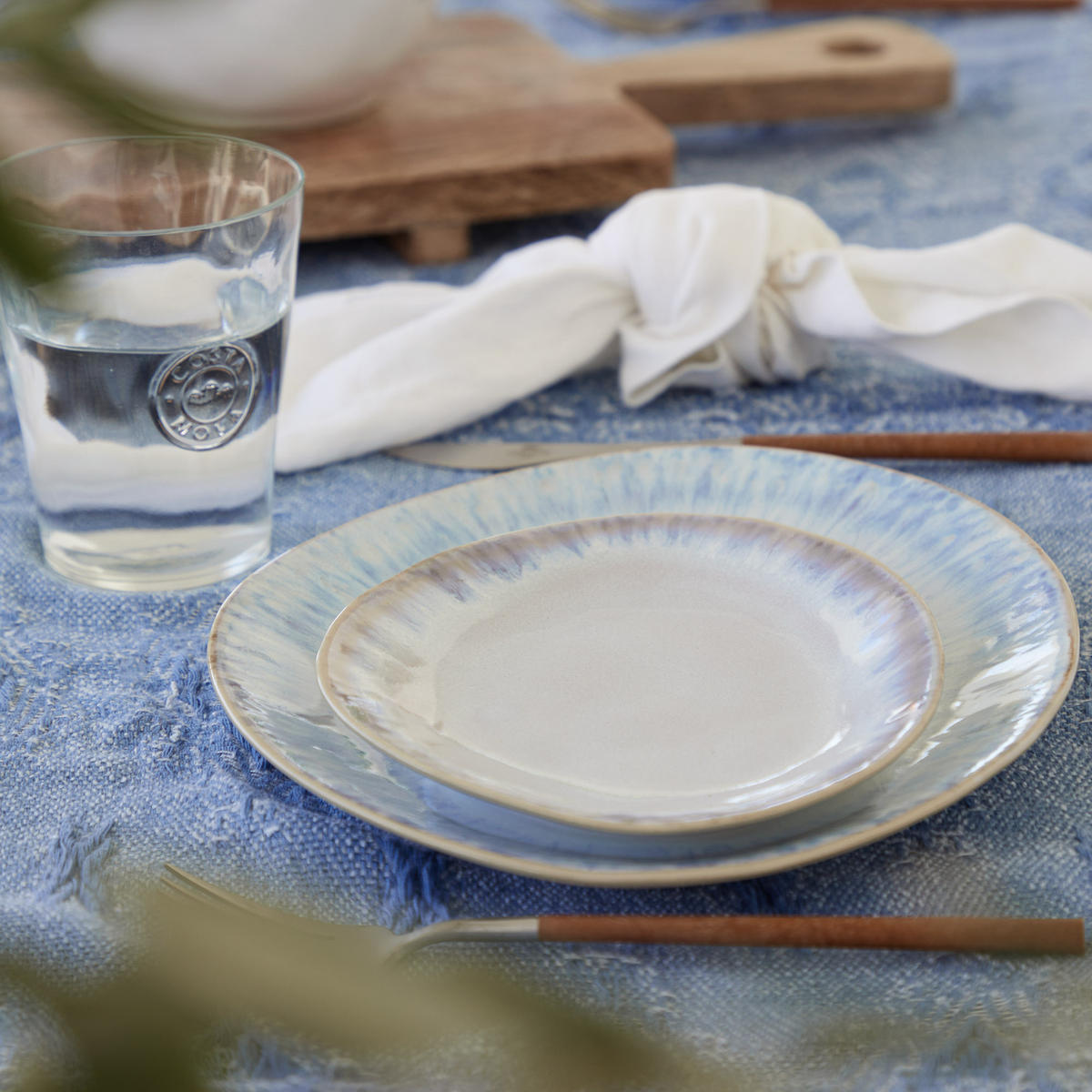 DESSERTTELLERSET Blau, Weiß Hochglanz 6-teilig 20 cm BRISA  - Blau/Weiß Hochglanz, Basics, Keramik (20cm) - Costa Nova