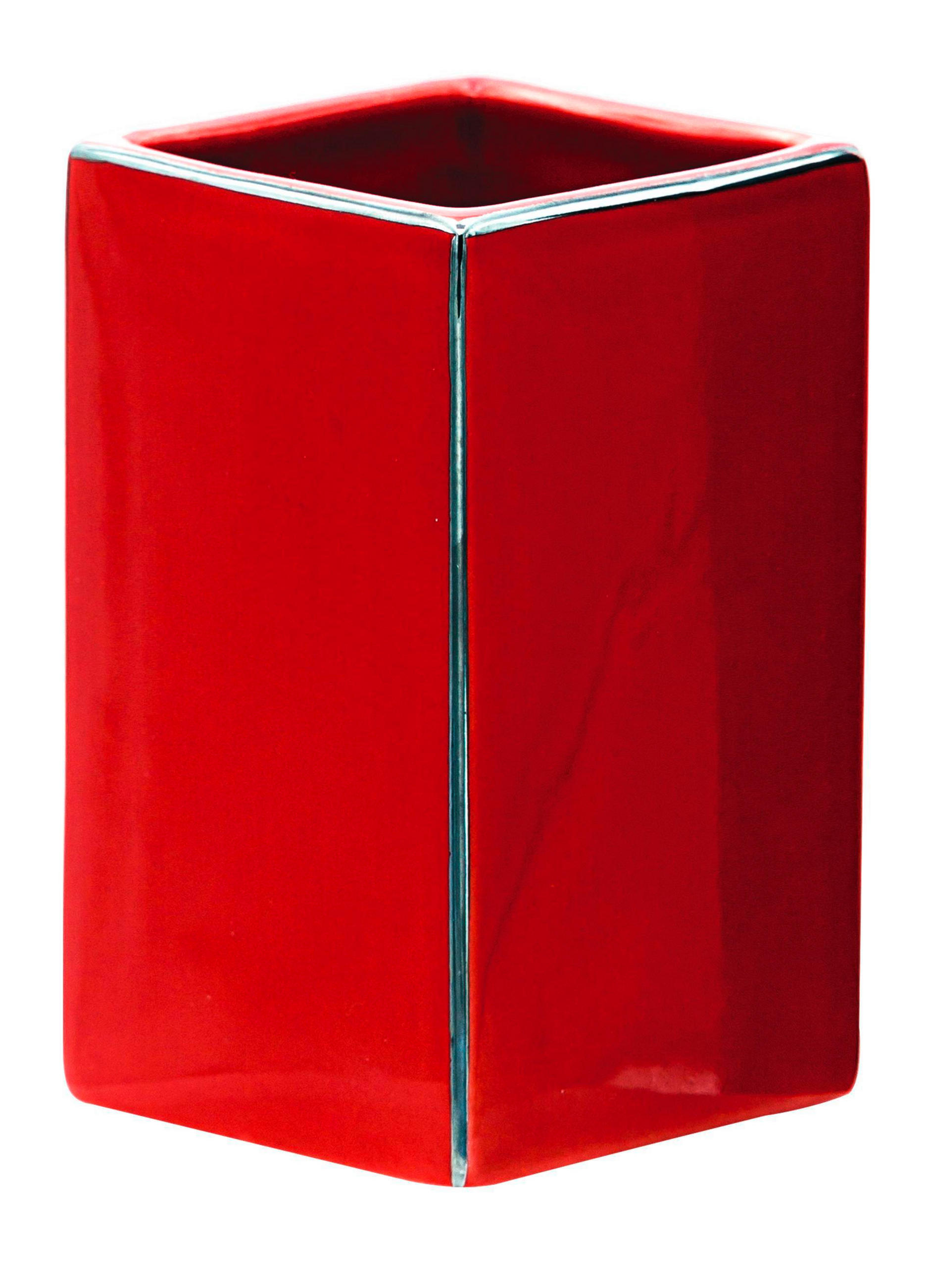 ZAHNPUTZBECHER Keramik  - Rot, Basics, Keramik (6,5/10,3/6,5cm) - Sadena