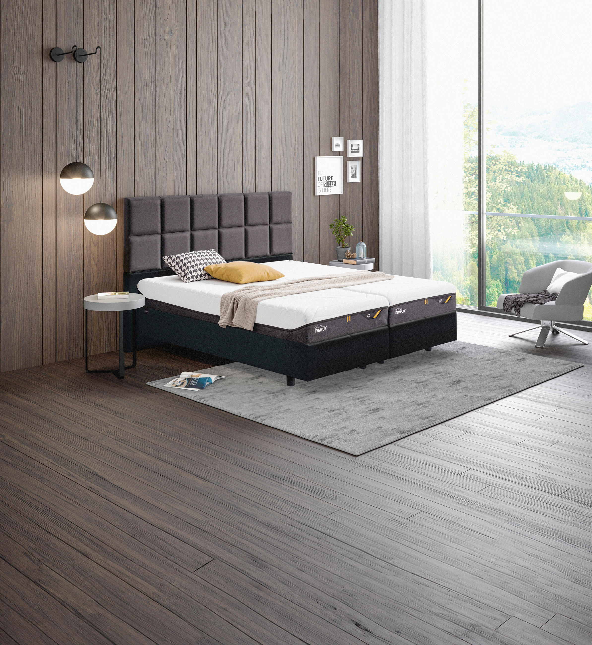 BOXSPRINGBETT 180/200 cm  in Anthrazit  - Anthrazit, Konventionell, Textil (180/200cm) - Tempur