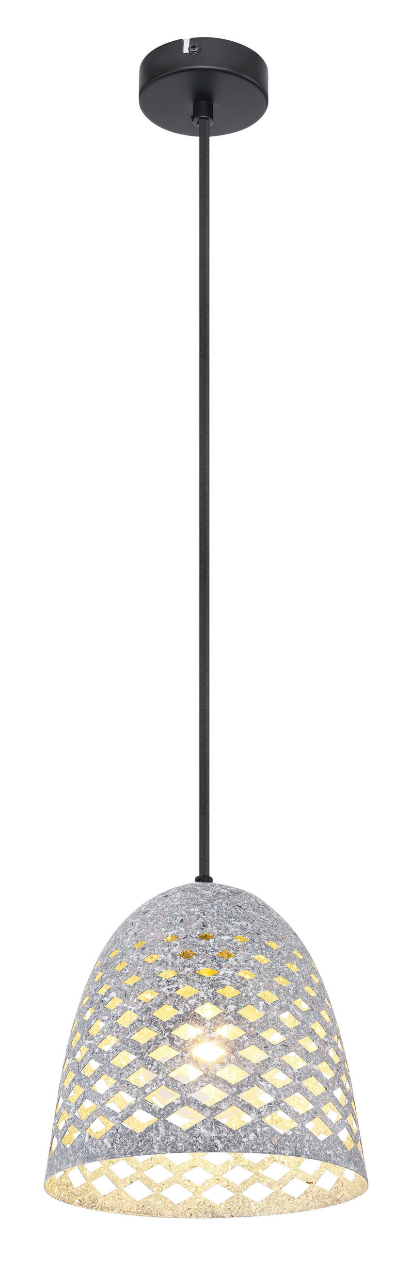 VISEČA SVETILKA        20/120 cm      E27 - siva/črna, Basics, kovina/tekstil (20/120cm) - Globo
