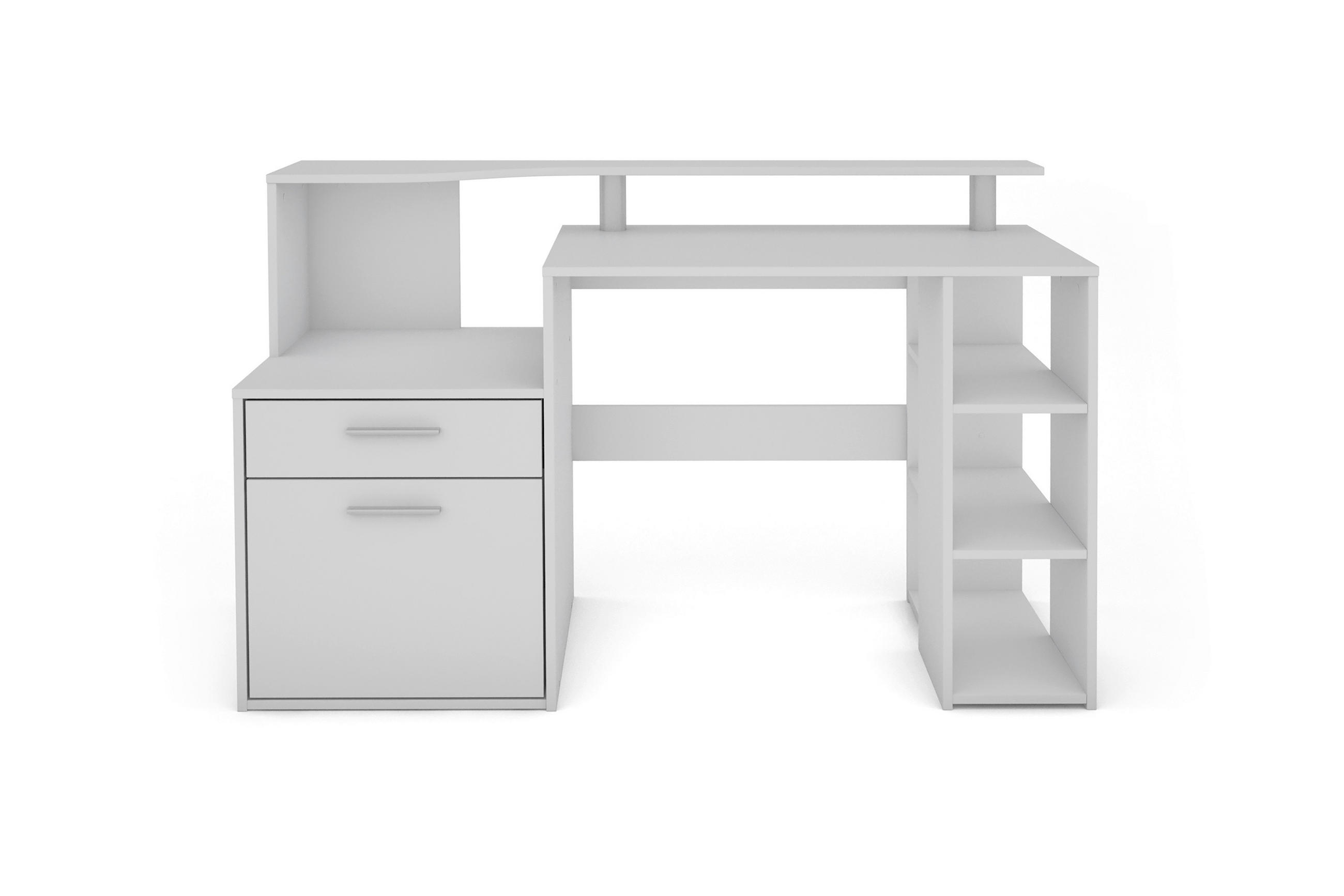 SCHREIBTISCH 140/55/89 cm Stauraum  - Weiß, MODERN, Holzwerkstoff/Kunststoff (140/55/89cm) - MID.YOU