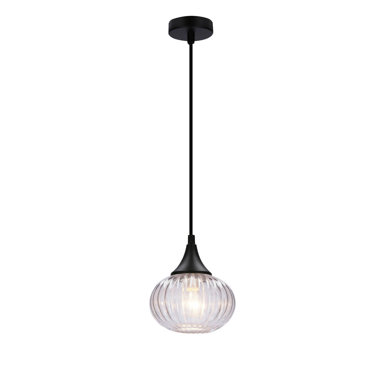 PENDELLAMPA Exeter 14.5/14.5/90 cm  - svart, Klassisk, metall/glas (14.5/14.5/90cm)