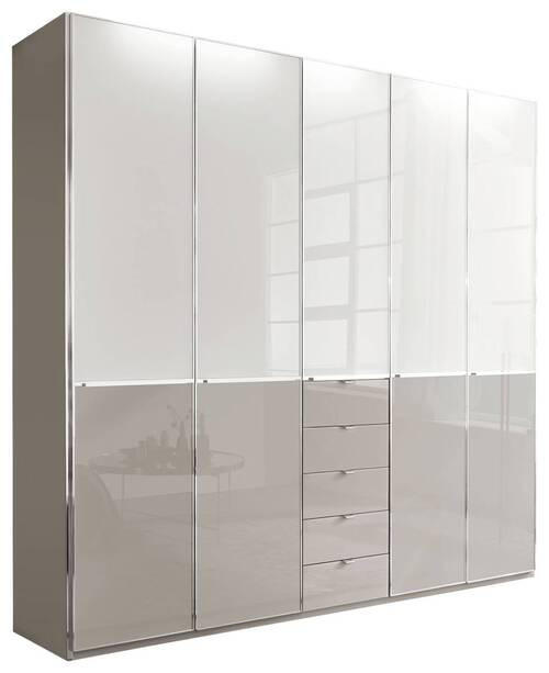 KLEIDERSCHRANK  in Grau, Weiß  - Chromfarben/Weiß, Design, Glas/Holzwerkstoff (250/236/58cm) - Novel