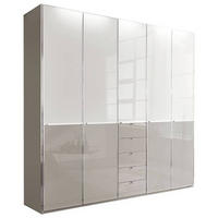 KLEIDERSCHRANK 250/236/58 cm 5-türig Grau, Weiß  - Chromfarben/Weiß, Design, Glas/Holzwerkstoff (250/236/58cm) - Novel