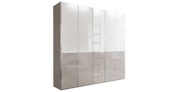 KLEIDERSCHRANK 250/236/58 cm 5-türig Grau, Weiß - Chromfarben/Weiß, Design, Glas/Holzwerkstoff (250/236/58cm) - Novel