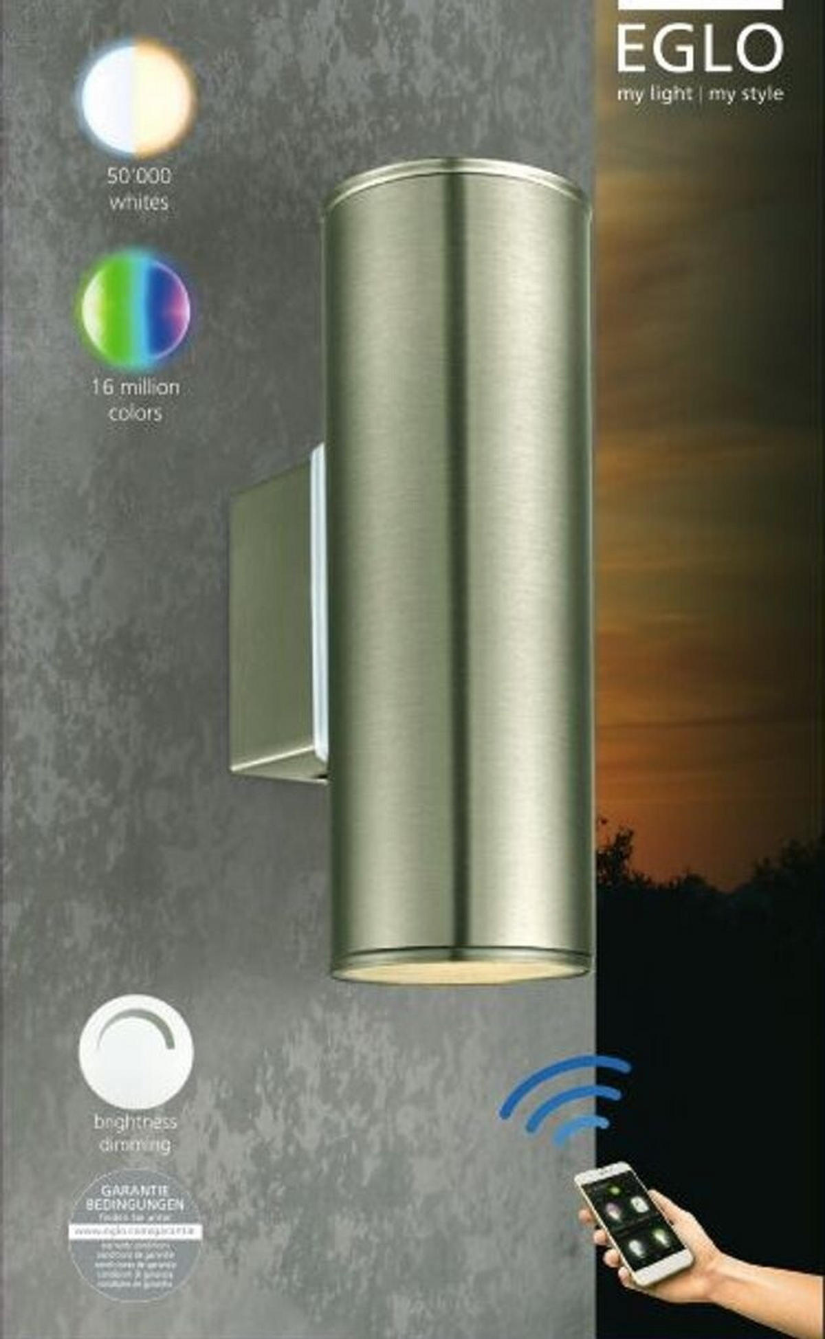 AUßENWANDLEUCHTE 9,5/20 cm   - Edelstahlfarben, Design, Metall (9,5/20cm) - Eglo