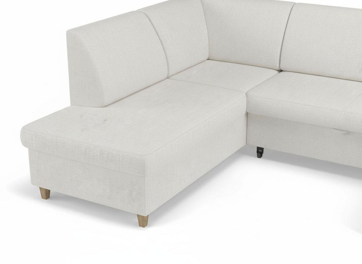 WOHNLANDSCHAFT NIKAS Creme Bouclé  - Buchefarben/Creme, Design, Holz/Textil (310/198/145cm) - MID.YOU