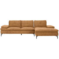 ECKSOFA Velours Cognac  - Cognac/Schwarz, Design, Textil/Metall (301/179cm) - Chilliano