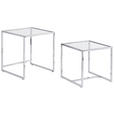 BEISTELLTISCHSET quadratisch Klar, Chromfarben  - Klar/Chromfarben, Design, Glas/Metall (40-45/40-45/40-50cm) - Carryhome