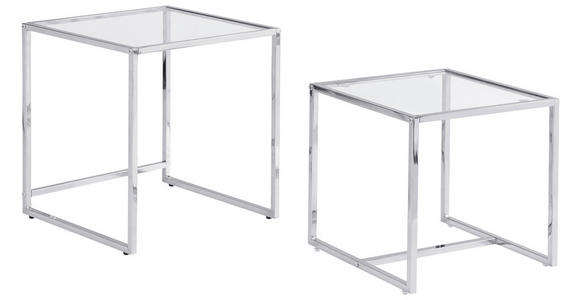 BEISTELLTISCHSET quadratisch Klar, Chromfarben  - Klar/Chromfarben, Design, Glas/Metall (40-45/40-45/40-50cm) - Carryhome