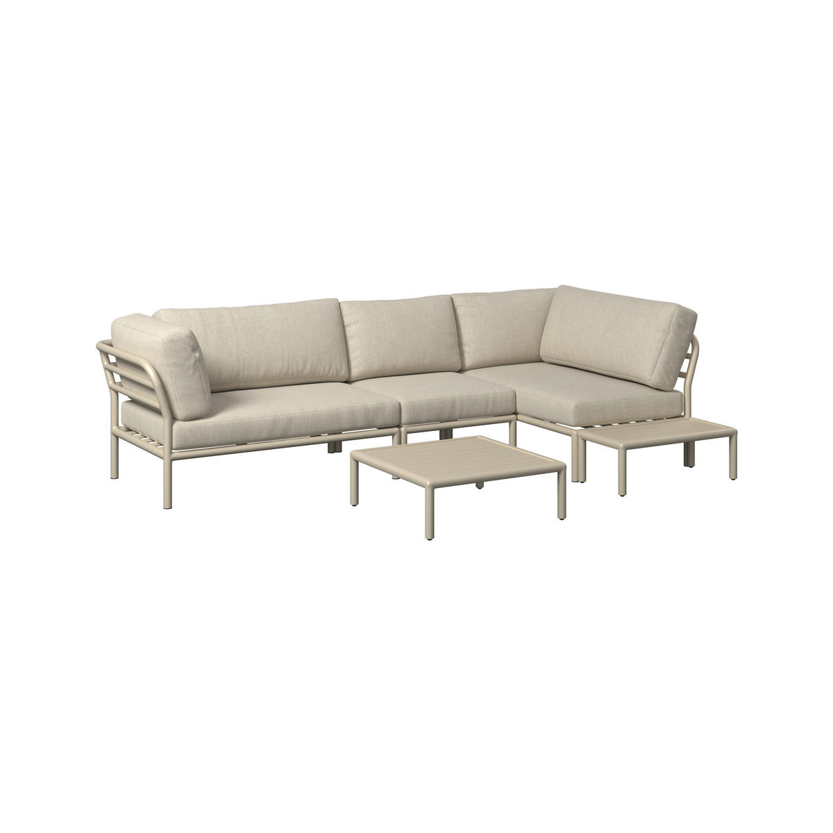 LOUNGEGARNITUR Aluminium  - Sandfarben/Beige, Design, Textil/Metall (289/69/169cm) - Amatio