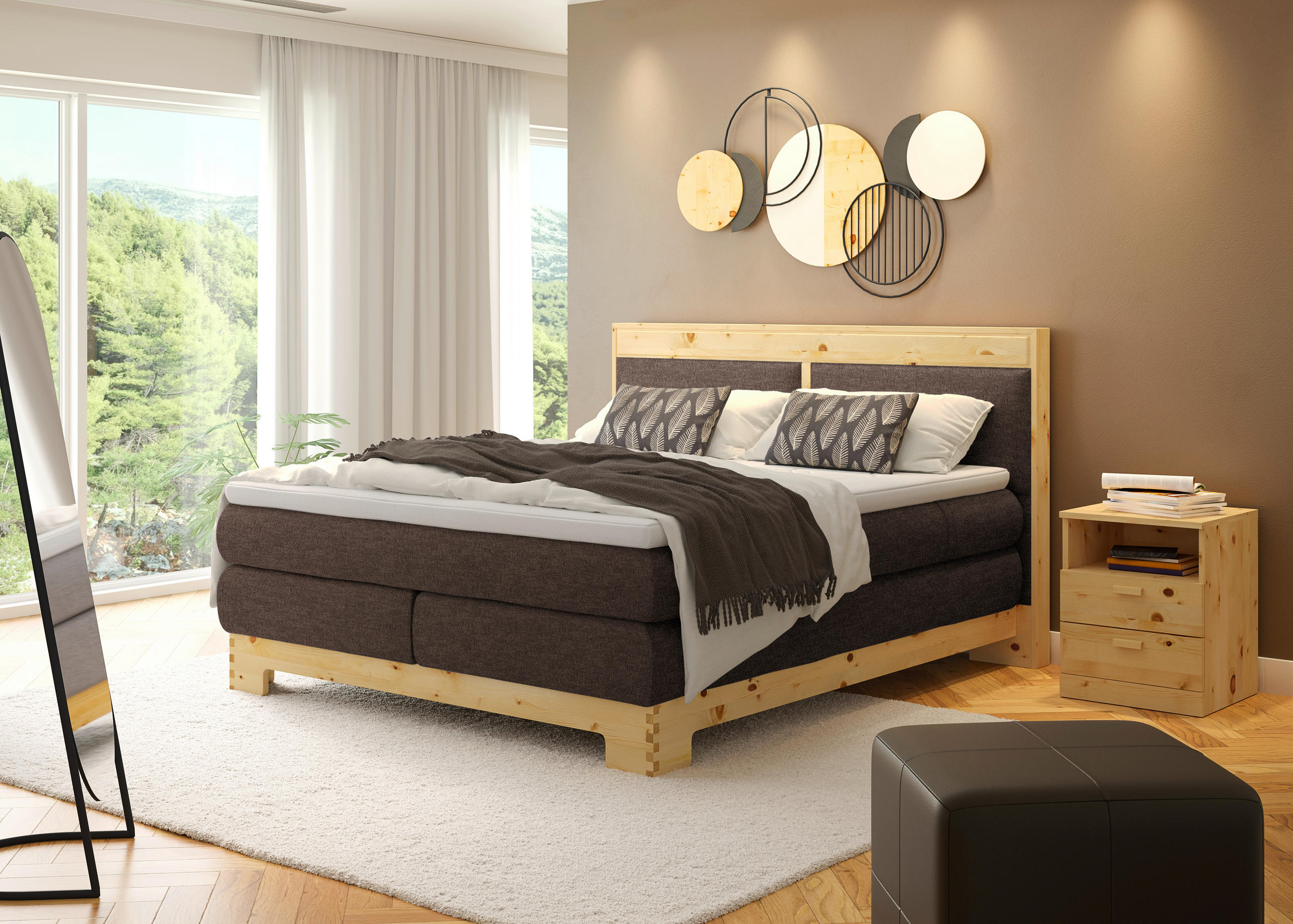 BOXSPRINGBETT 160/200 cm  in Braun  - Braun, Natur, Holz/Textil (160/200cm) - Linea Natura