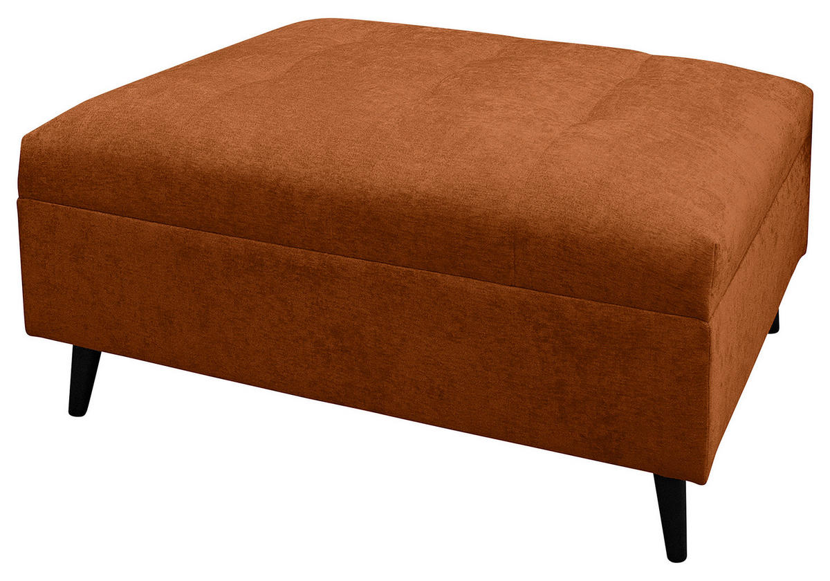 Ecksofa inkl. Hocker in Flachgewebe Rostfarben  - Rostfarben/Schwarz, Design, Holz/Textil (174/247cm) - MID.YOU