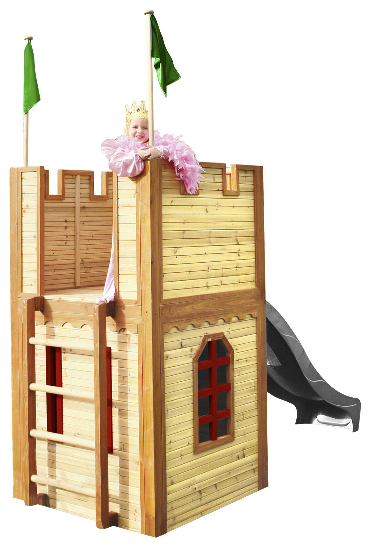 SPIELHAUS 319/195/110 cm  - Rot/Braun, Konventionell, Holz/Kunststoff (319/195/110cm)