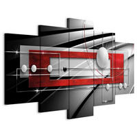 MALBA NA PLÁTNĚ, abstraktní, 100/50/1.2 cm - šedá/červená, Basics, kompozitní dřevo/textil (100/50/1.2cm) - artgeist