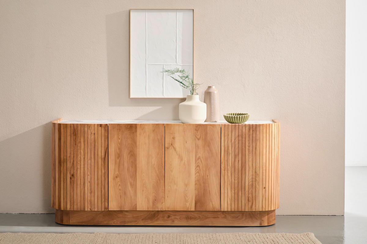SIDEBOARD  170/75/45 cm  - Silberfarben/Naturfarben, Design, Holz/Stein (170/75/45cm) - Livetastic