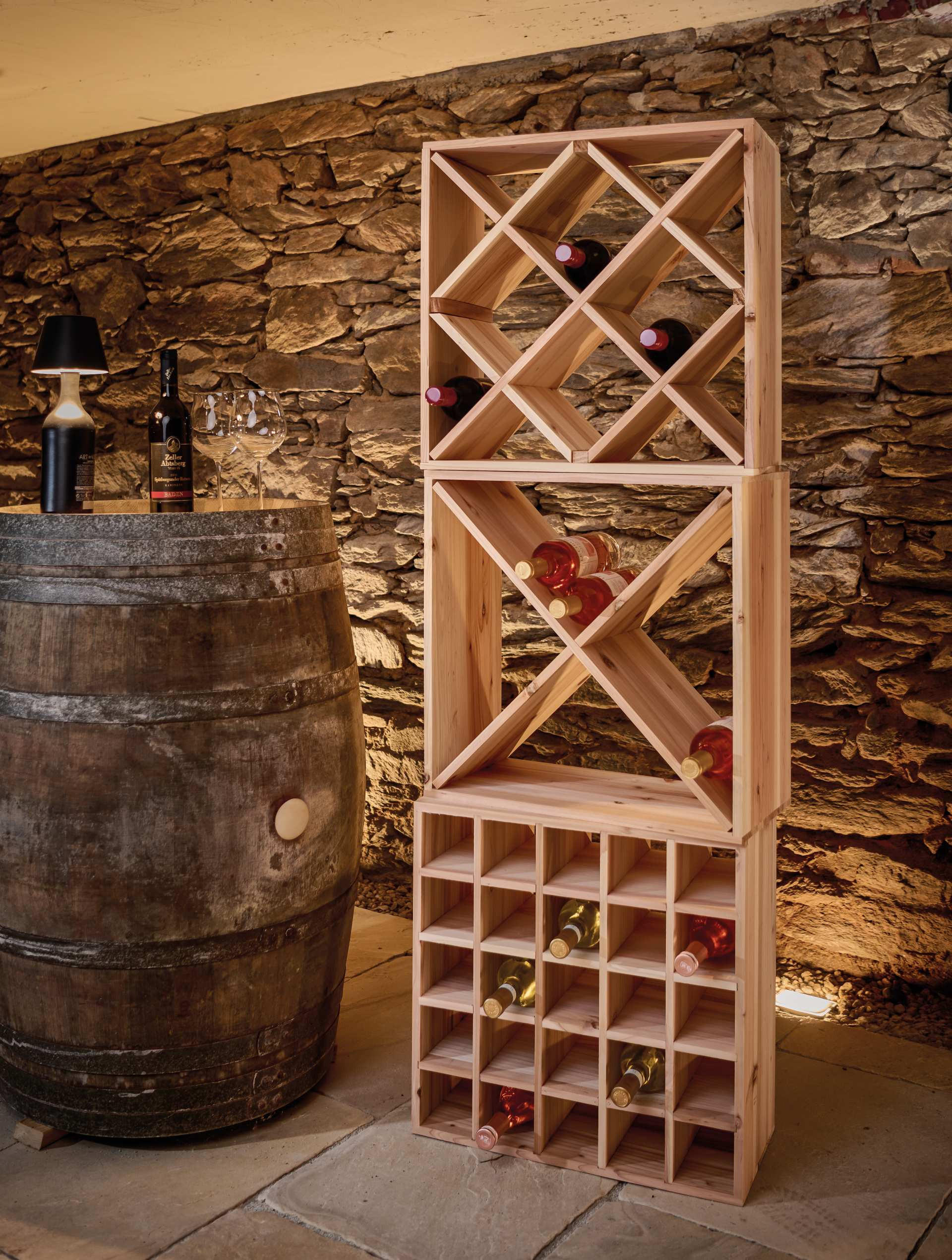 WEINREGAL  - Naturfarben, Basics, Holz (52/25/52cm) - Zeller Present