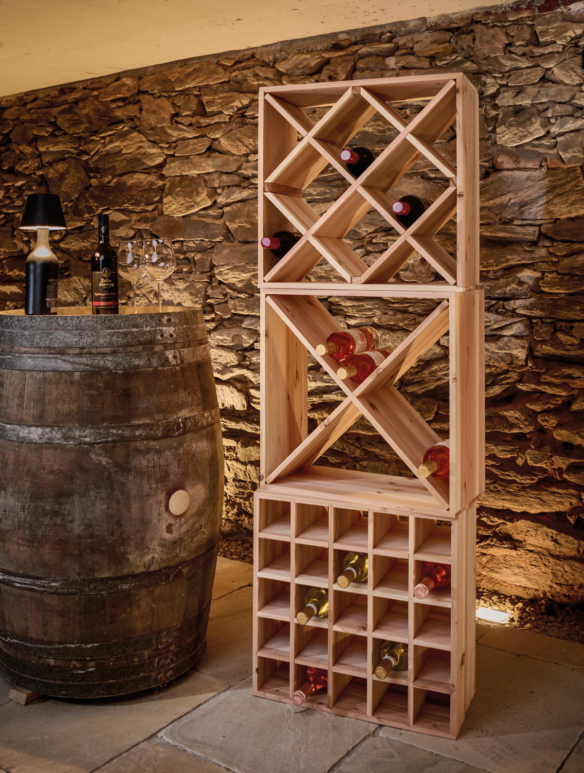 WEINREGAL  - Naturfarben, Basics, Holz (52/25/52cm) - Zeller Present