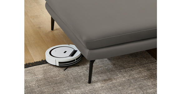 ECKSOFA in Echtleder Hellgrau 180/310 cm - Hellgrau/Schwarz, Design, Leder/Metall (180/310cm) - Dieter Knoll