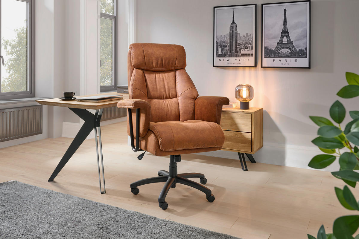 CHEFSESSEL  in Velours Braun, Schwarz  - Schwarz/Braun, MODERN, Kunststoff/Textil (84/120-128/85cm) - Livetastic