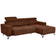 ECKSOFA in Chenille Rostfarben  - Rostfarben/Schwarz, KONVENTIONELL, Textil/Metall (264/178cm) - Hom`in