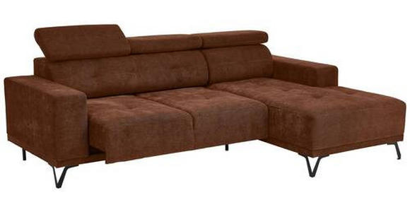 ECKSOFA in Chenille Rostfarben  - Rostfarben/Schwarz, KONVENTIONELL, Textil/Metall (264/178cm) - Hom`in