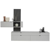 WOHNWAND  in Hellgrau  306/204,9/45,2 cm  - Hellgrau, Design, Glas/Keramik (306/204,9/45,2cm) - Dieter Knoll