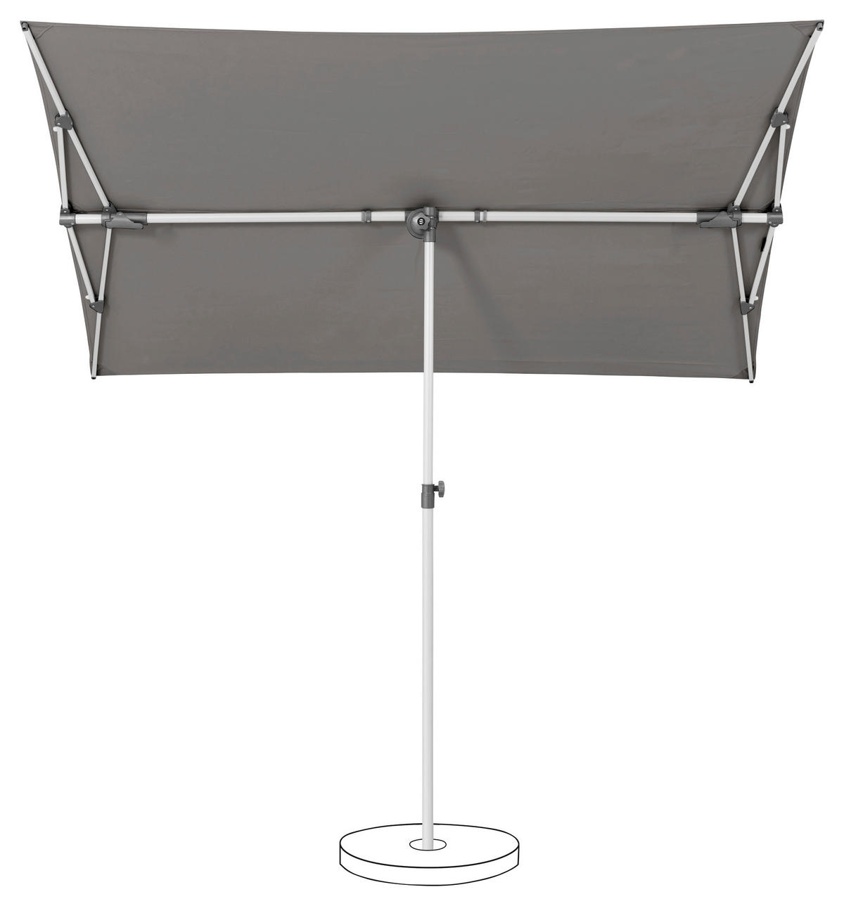 SONNENSCHIRM 210x150 cm Grau  - Silberfarben/Grau, KONVENTIONELL, Textil/Metall (210/150cm) - Suncomfort by Glatz