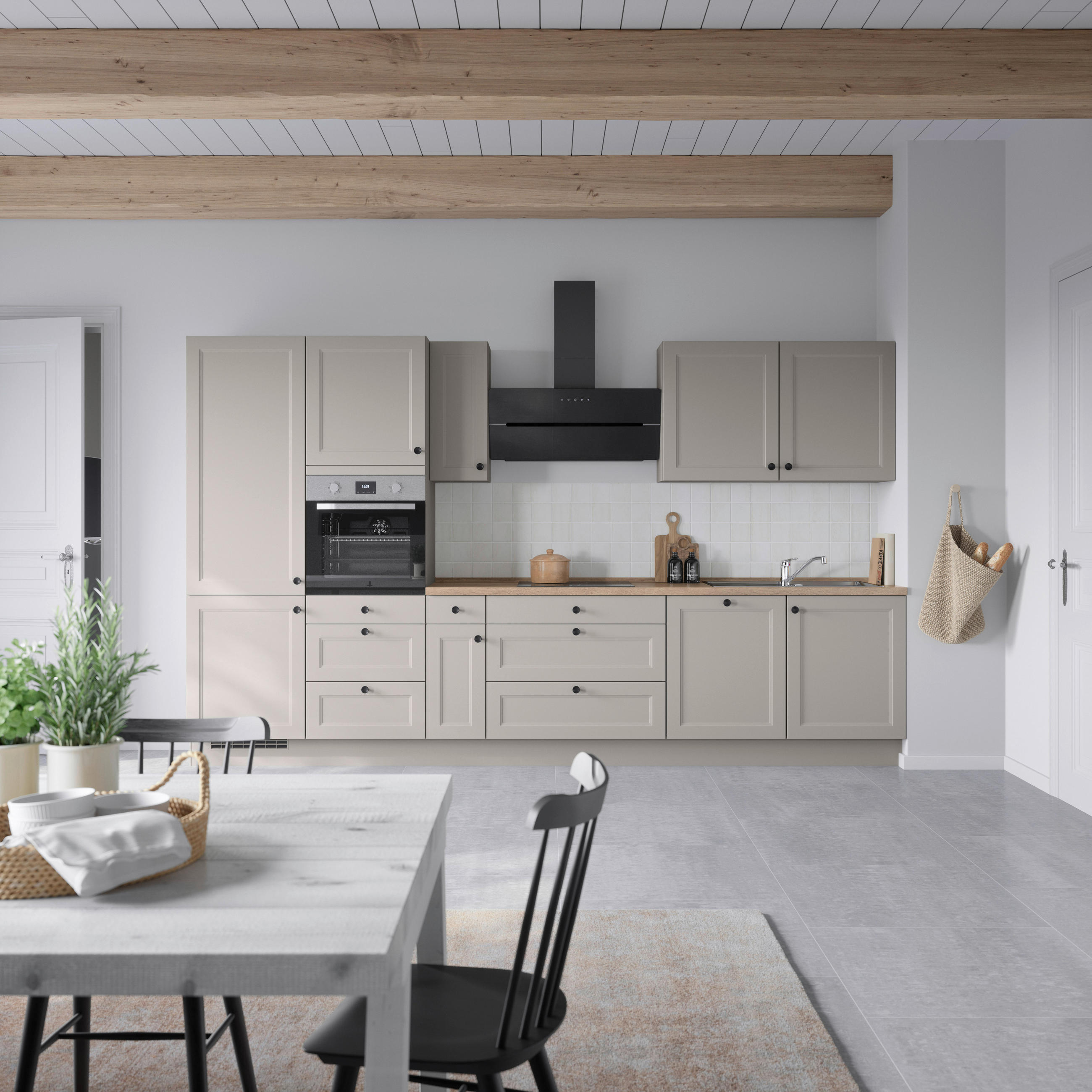 KÜCHENBLOCK 360 cm   in Grau, Eiche dunkel  - Eiche dunkel/Schwarz, MODERN, Holzwerkstoff/Metall (360cm) - Nobilia