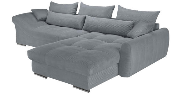 ECKSOFA Dunkelgrau Cord Zierkissen, Rückenkissen, Rücken echt  - Chromfarben/Dunkelgrau, KONVENTIONELL, Textil/Metall (335/225cm) - Carryhome