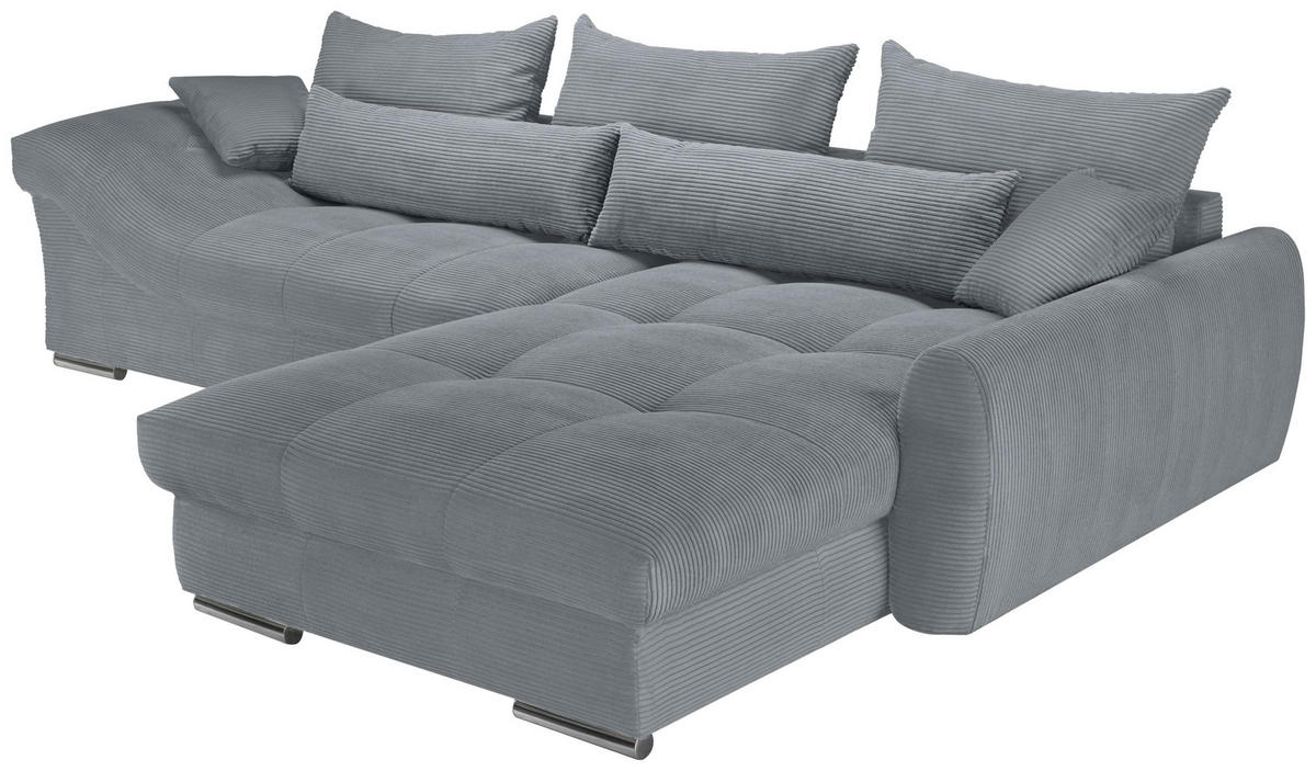 ECKSOFA Dunkelgrau Cord  - Chromfarben/Dunkelgrau, KONVENTIONELL, Textil/Metall (335/225cm) - Carryhome