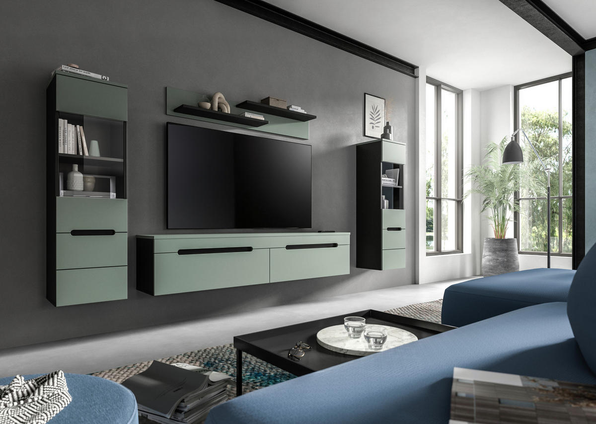 OBÝVACÍ STĚNA  - černá, Design, kompozitní dřevo/plast (272/141/33cm) - Livetastic