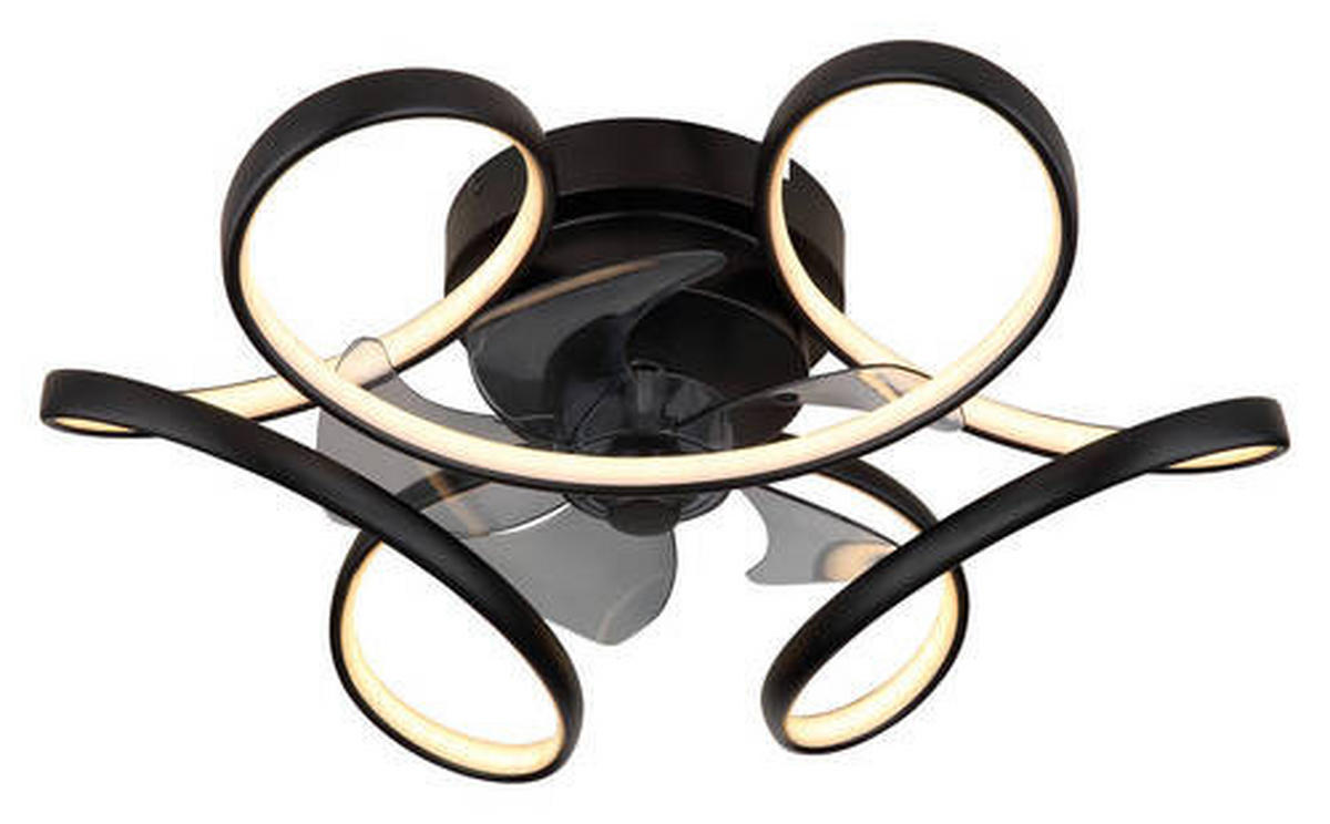 STROPNI VENTILATOR   //3000-6000 K// - črna/opal, Design, kovina/umetna masa (56/21cm) - Globo